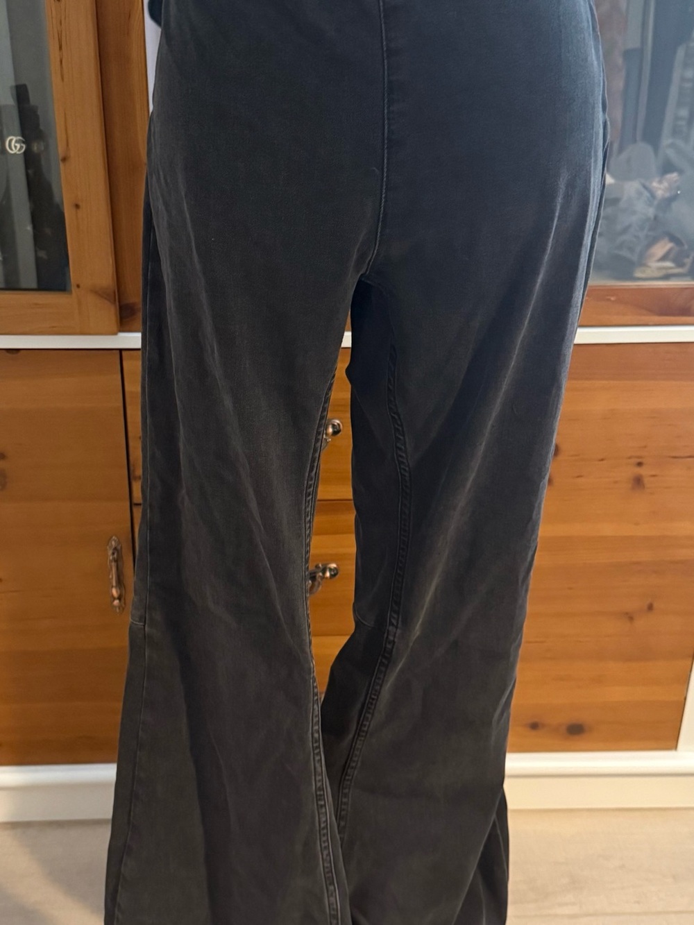 Free People Women’s Black Bell Bottom Denim Pants